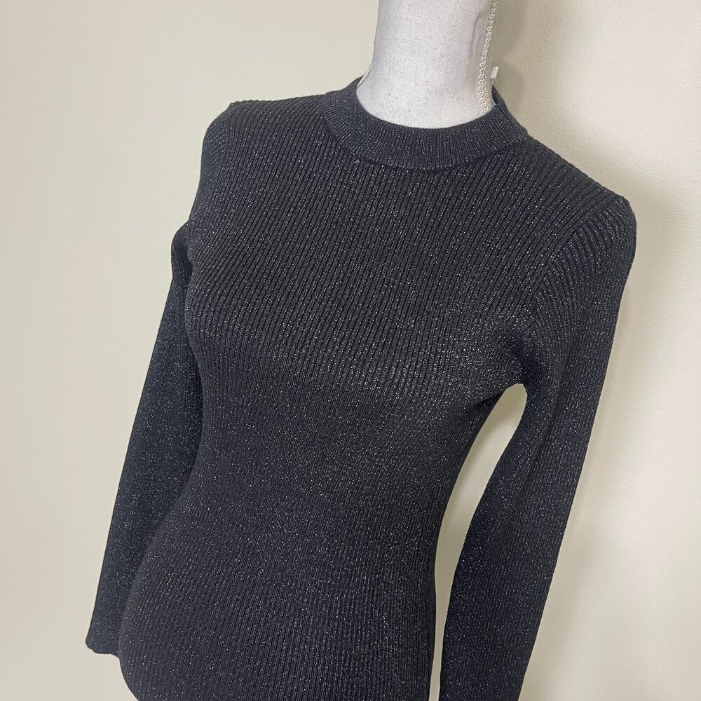 Charlotte Russe Ribbed LongSleeve Mockneck Midi Sweater Dress Black Medium - Picture 2 of 11